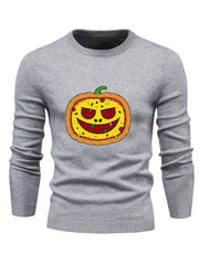 Cartoon Pumpkin Pie Jack O Lantern Sweater for Men