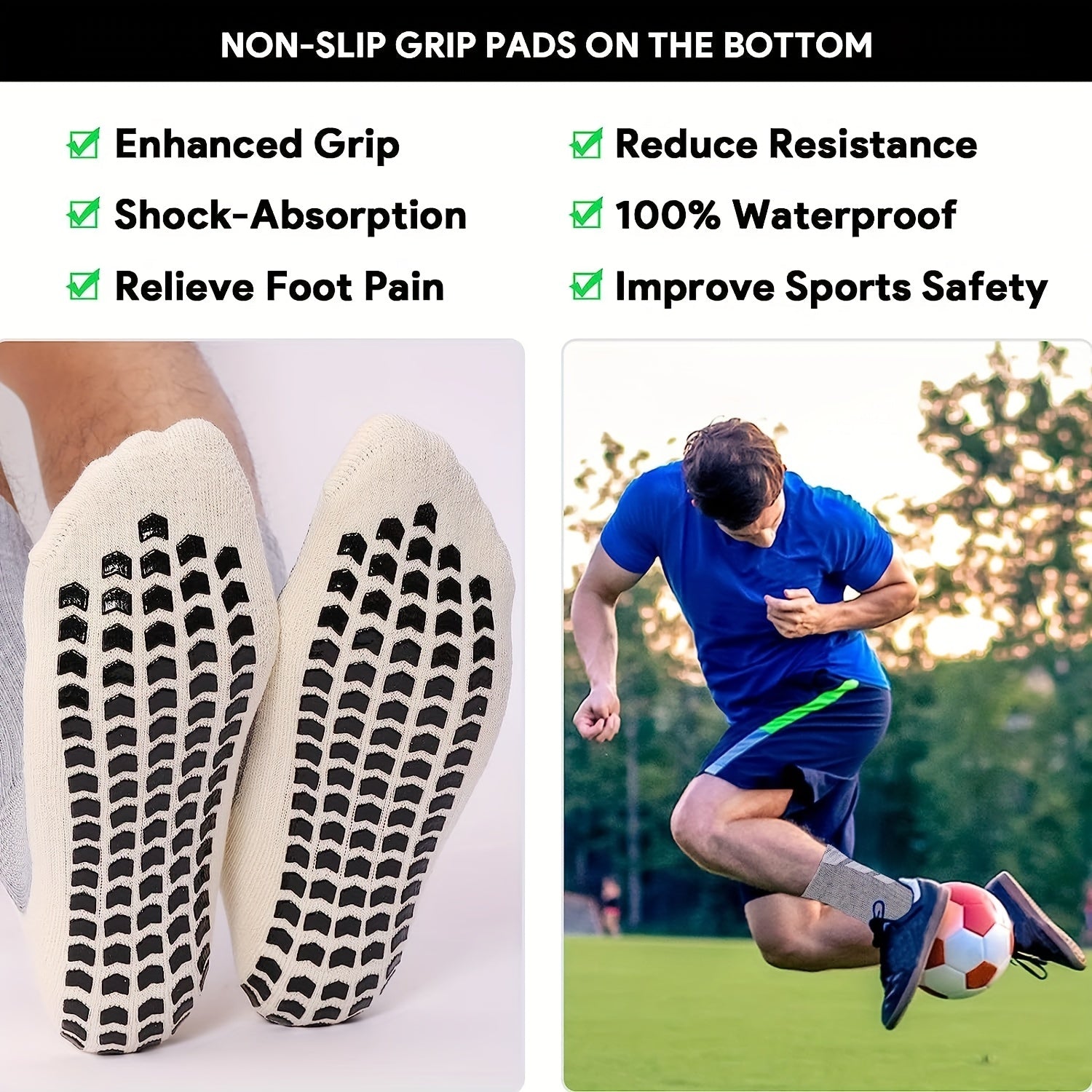 Men's Anti Slip Grip Soccer Socks - Training Sports Athletic Socks