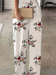  Colorblock Floral Print Square Neck Jumpsuit