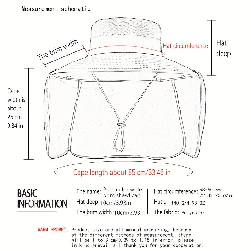 Men's Sunscreen Fishing Hat Wide Brim Bucket Cap