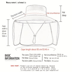 Men's Sunscreen Fishing Hat Wide Brim Bucket Cap