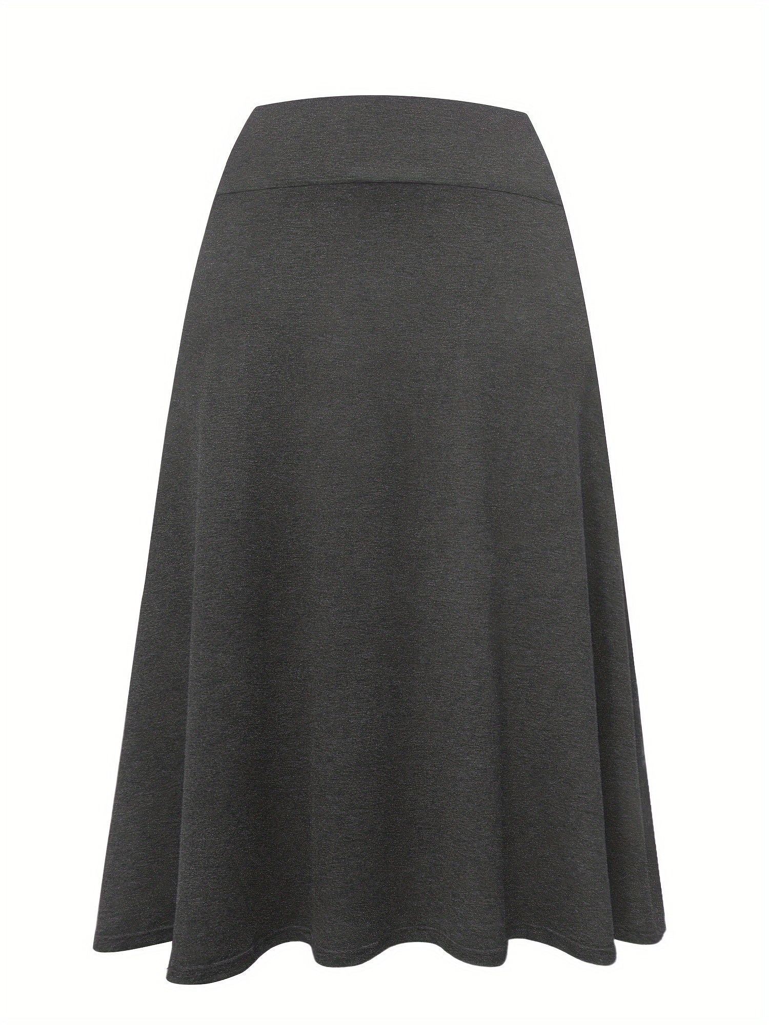  A-Line Stretch Skirt Wide Waistband Solid Color
