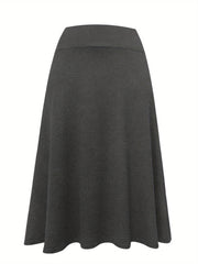  A-Line Stretch Skirt Wide Waistband Solid Color