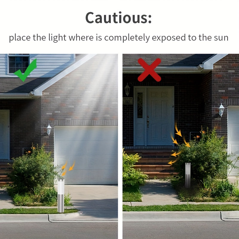 2pcs Solar Outdoor LED Light Stainless Steel Waterproof Modern Design