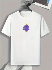 Men's Purple Doodle Pattern T shirt Active Slightly Stretch Tee