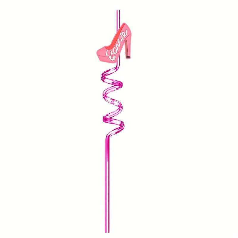 4pcs Pink Crazy Drinking Straws for Princess Party
