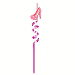 4pcs Pink Crazy Drinking Straws for Princess Party