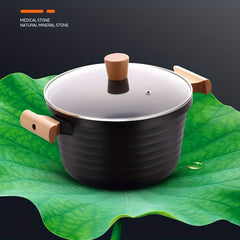 Non Stick Pot With Wooden Handles For Cooking And Frying