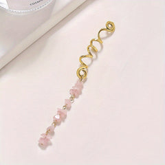Braided Hair Ring Natural Stone Pendant Hair Ring Dreadlock Braid