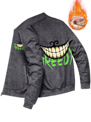 Men's Sherpa Fleece Crazy Smile Face Zip Jacket