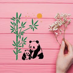 3pcs A4 Size Panda Mother Bamboo Stencils Wood Carving Scrapbooki