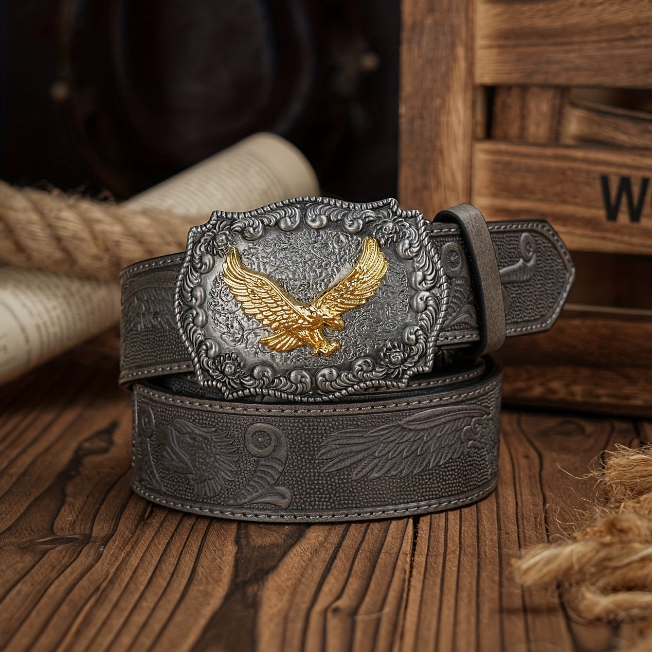 Vintage Pattern Buckle PU Leather Belt For Men
