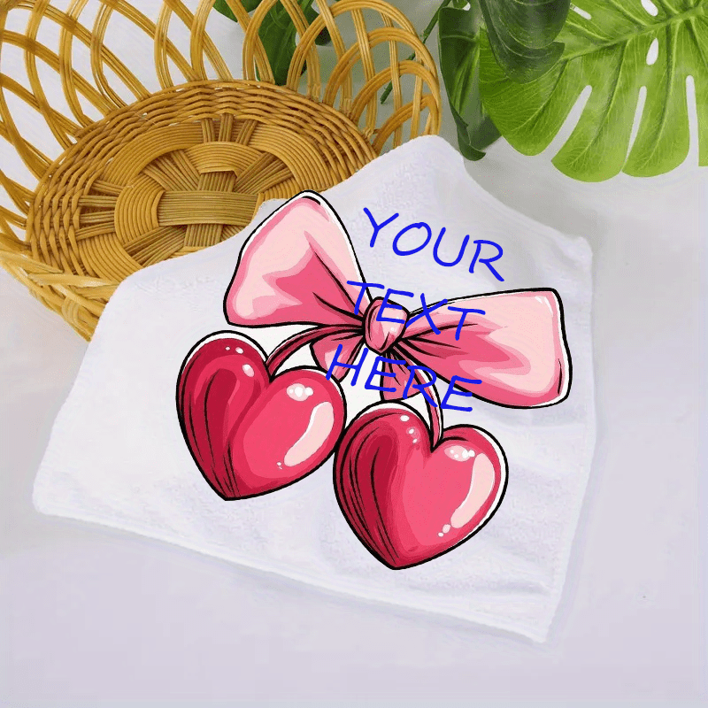 Personalized Wedding Handkerchief with Pink Bow & Heart