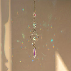 Moon Crystal Pendant Stained Glass Window Hanging
