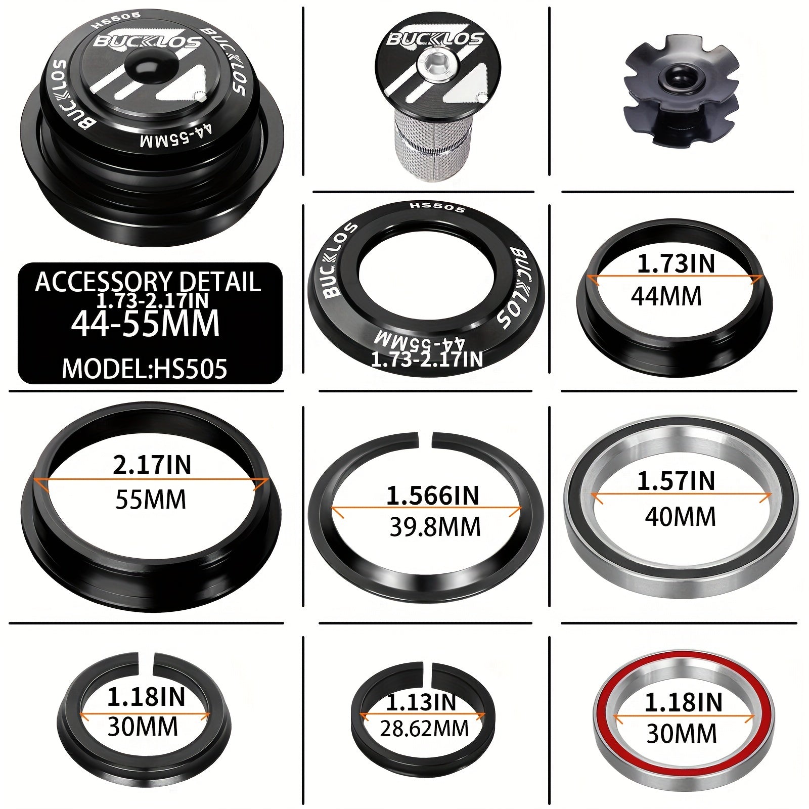 BUCKLOS 41 8 52mm 44mm Bike Headset Aluminum Double Bearing Road Mountain Bike