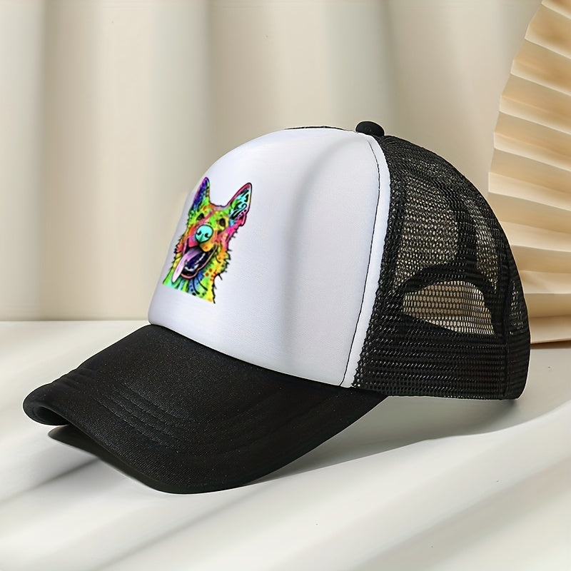 Y2K Rainbow Wolf Baseball Cap Mesh Trucker Dad Hat for Women