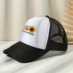 Sunflower Print Baseball Cap Outdoor Sunshade Trucker Hat