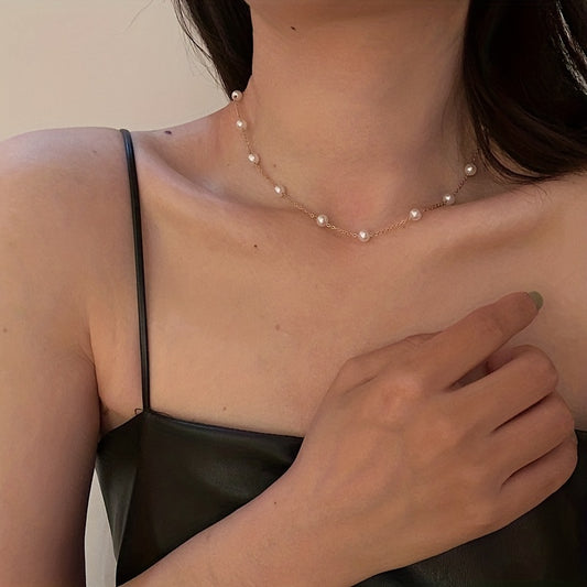 Stylish Faux Pearl Beaded Necklace for Women