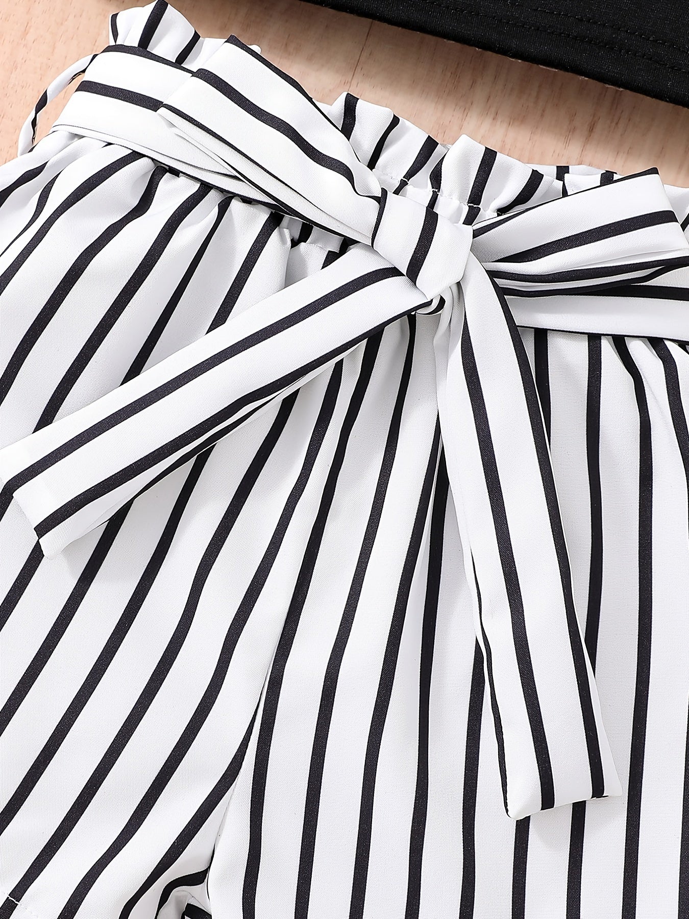 Girls Sleeveless Crop Tank Top & Stripes Shorts Set Kids Summer Clothes