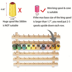 Wooden Thread Storage Holder 60 Spool Sewing Embroidery Thread Rack
