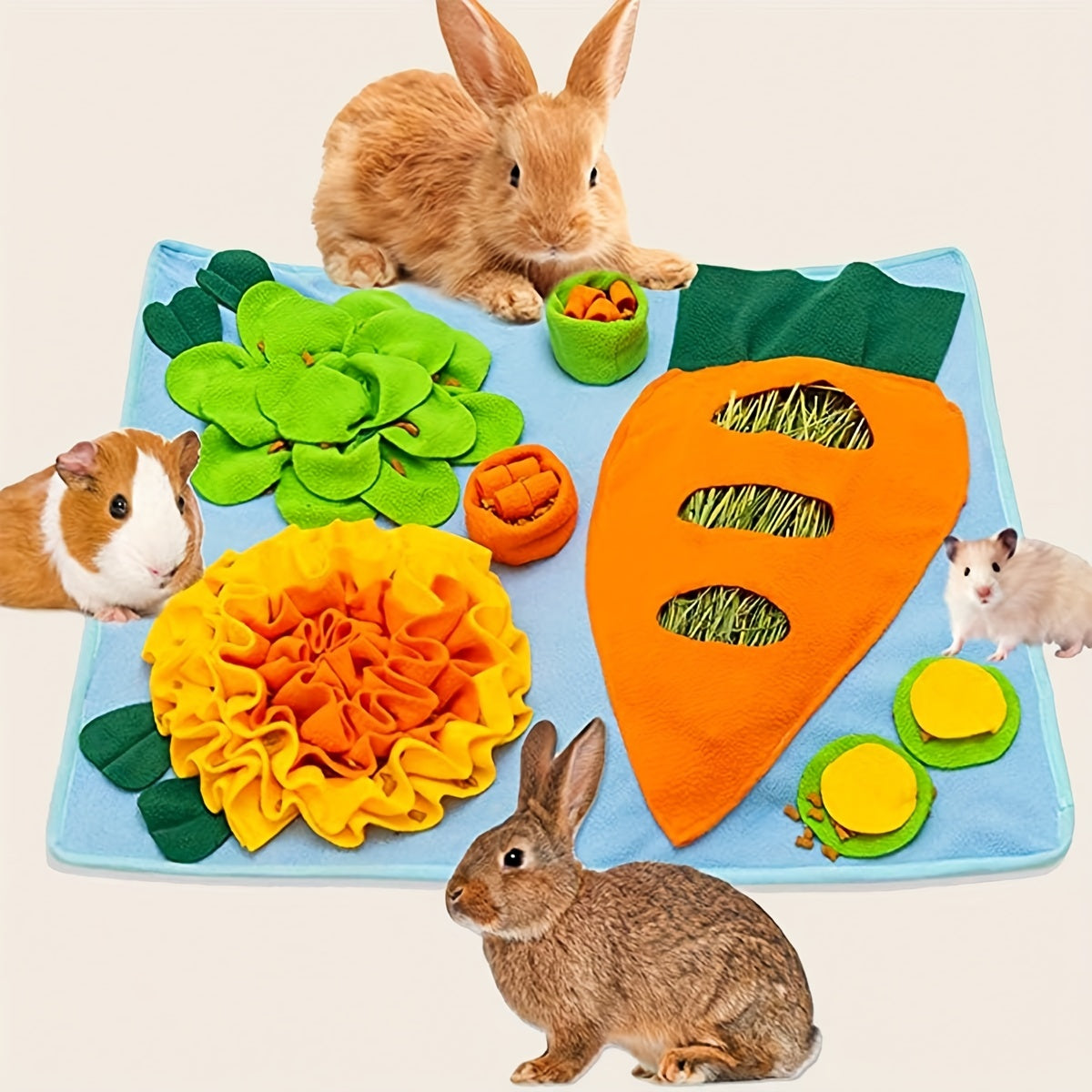 Rabbit Foraging Mat Interactive Puzzle Small Pet Training Toy Soft Feeding Mat