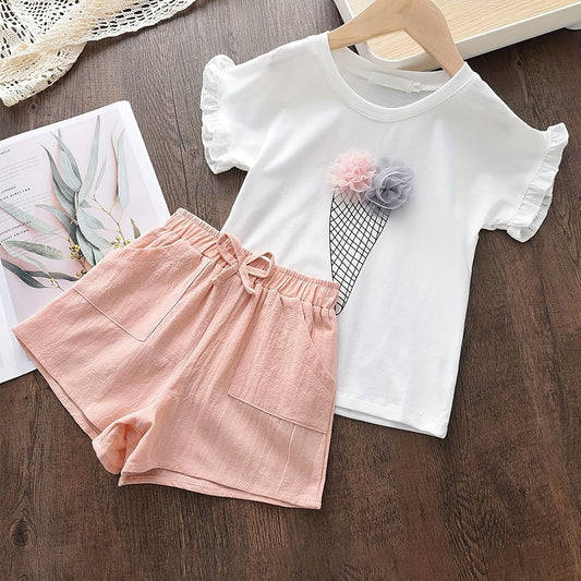 Toddler Girl's Ice Cream Lace Top Pants Set