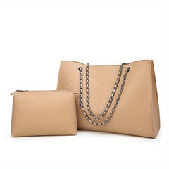 Argyle Quilted Shoulder Bag With Purse Large Capacity Versatile Bag Sets