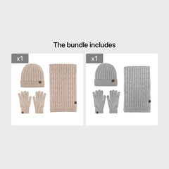 Alpaca Fleece Knitted Hat Scarf Gloves Set for Men Women