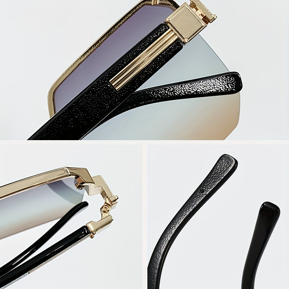 Y2K Semi Rimless Sunglasses Men Women Casual Gradient UV400