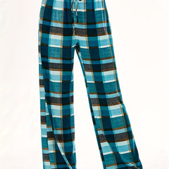 Women's Plus Plaid Print Wide Leg Pants