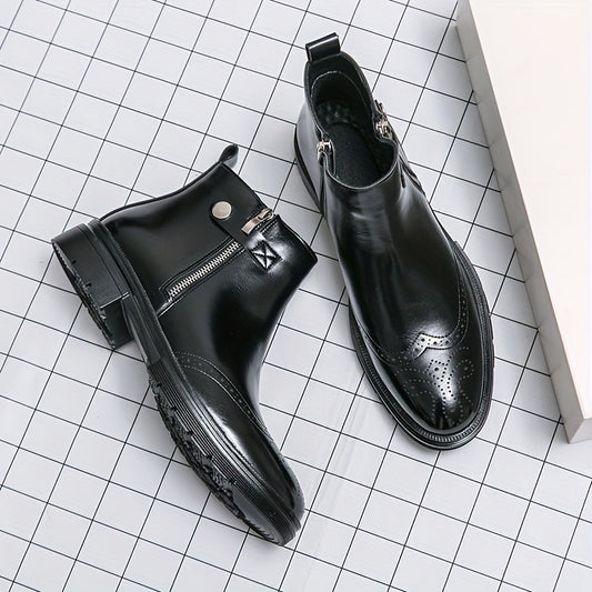 Men's Stylish Zipper High Top Chelsea Boots Smart Casual Walking Shoes