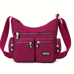 Waterproof Nylon Crossbody Bag Casual Letter Patch Decor Shoulder Bag