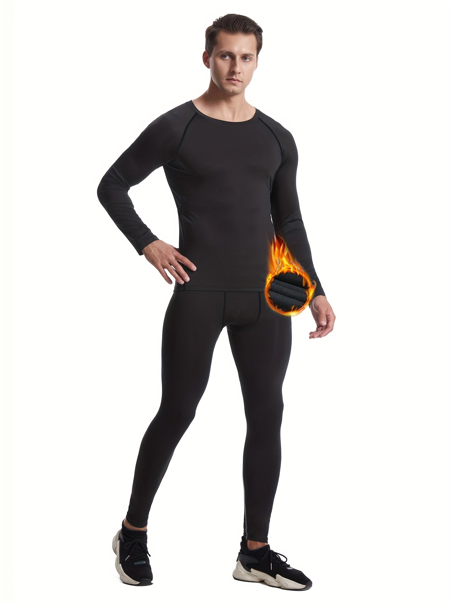 Men's Thermal Compression Shirt & Leggings, Quick Dry & High Stretch