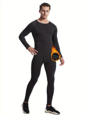 Men's Thermal Compression Shirt & Leggings, Quick Dry & High Stretch