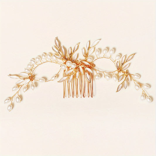 Alloy Leaves Bridal Hair Comb Insert Comb