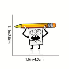 Cartoon Pencil Brooch with Paint Drips