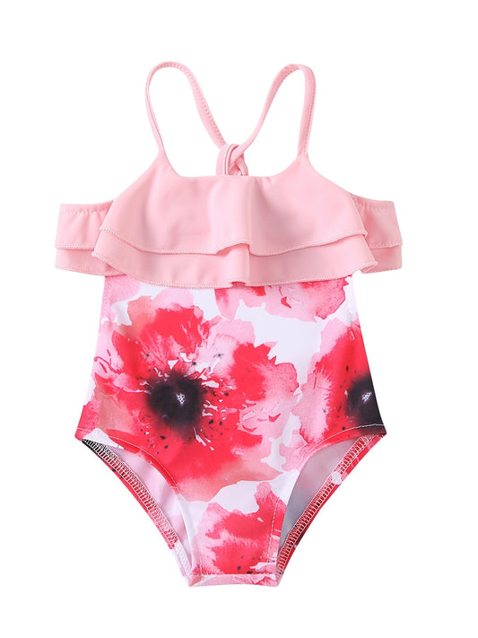 Baby Girls Floral Sleeveless Swimsuit
