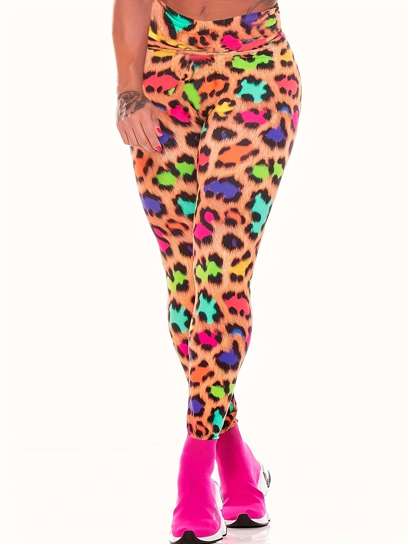  Leopard Print Sports Leggings High Stretch Fitness Pants