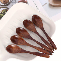 5pcs Wooden Coffee Honey Milk Yogurt Spoons for Parties Kitchens Restaurants