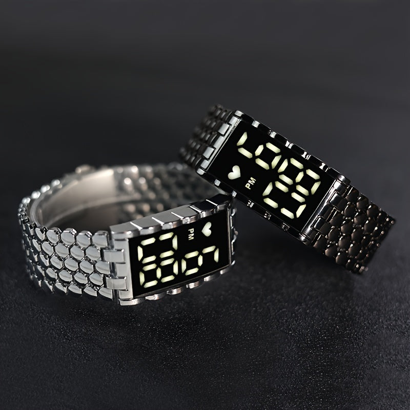 Men's LED Electronic Watch Large Dial Alloy Wrist Watch