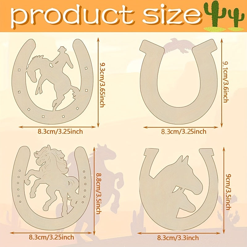 24pcs Western Horseshoes Cutouts for Crafts DIY Christmas Cowboy Decor
