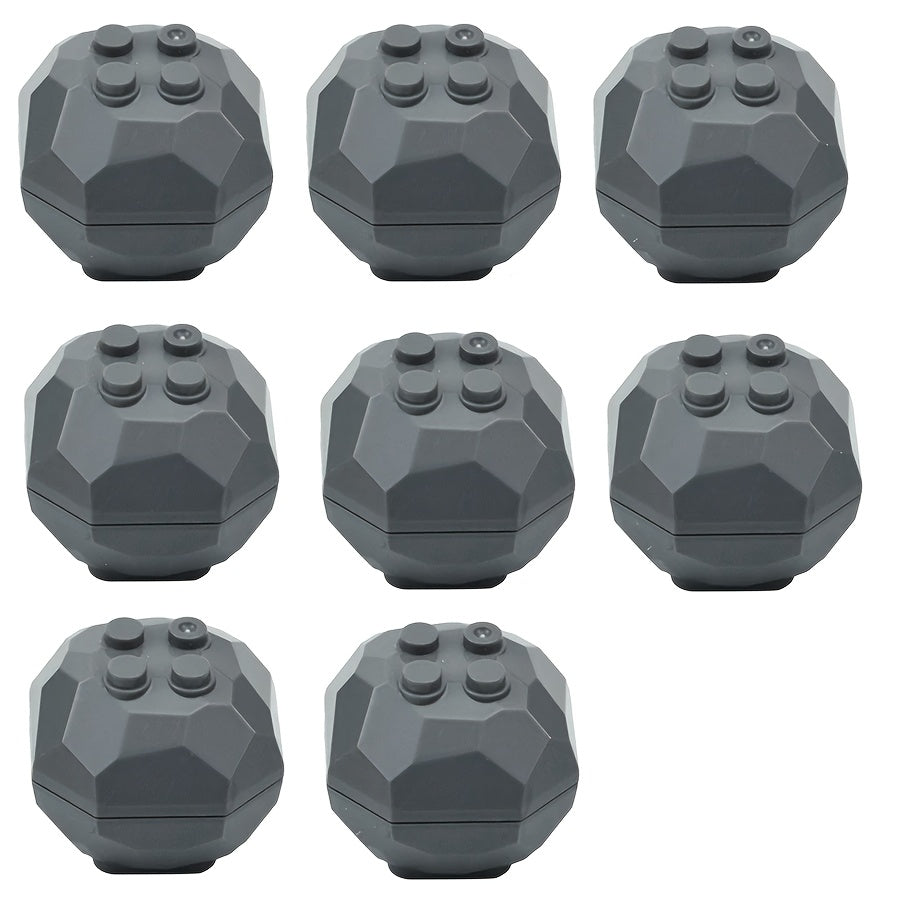 Dark Grey Rock Building Blocks 4x4 Octagonal Giant Stone Scene
