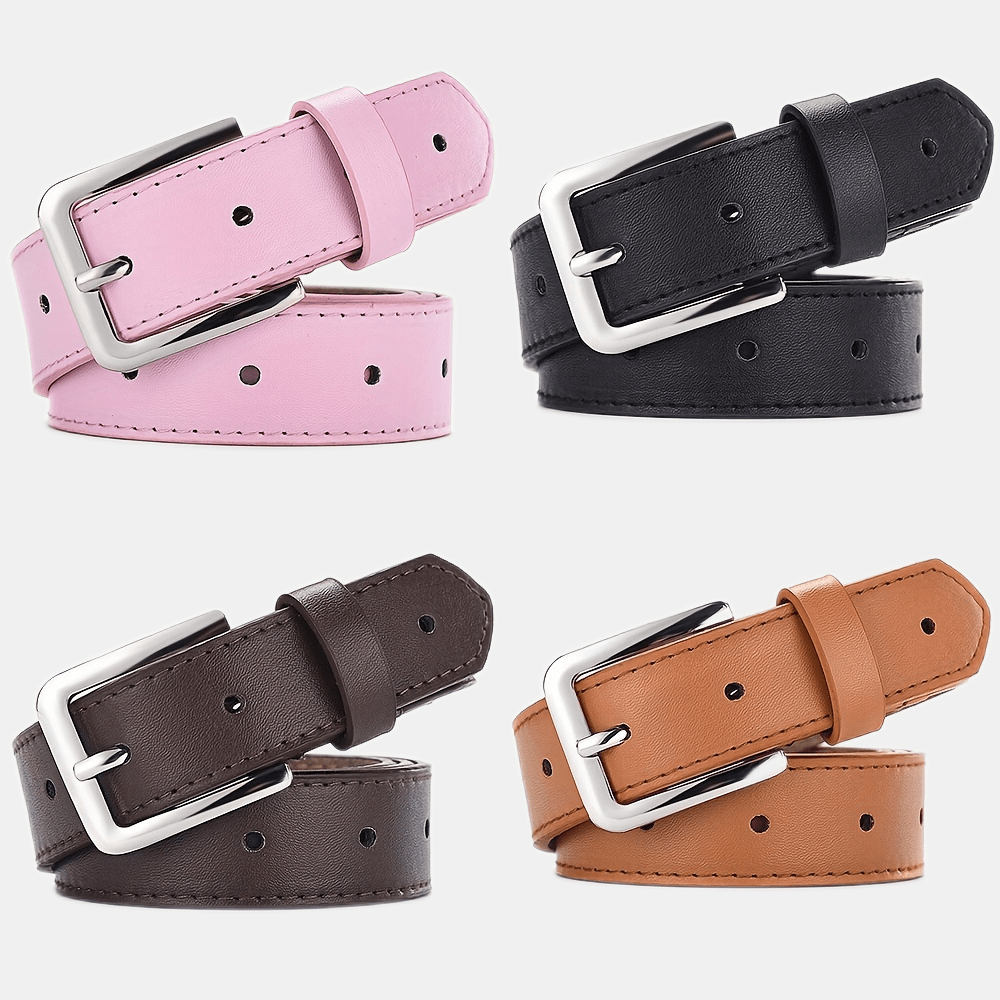 Solid PU Belt with Square Buckle for Women