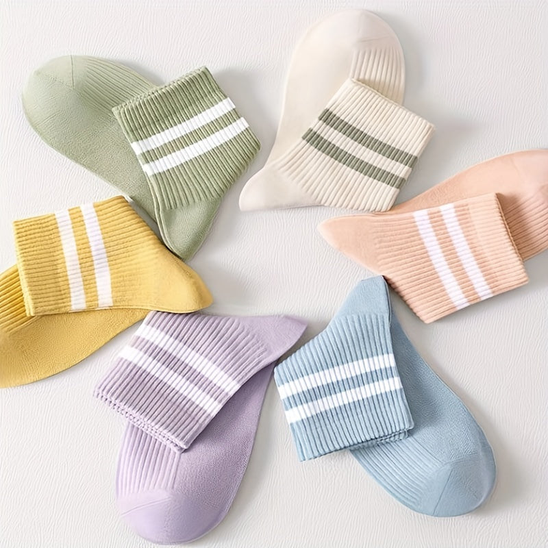 9 Pairs Striped Short Socks Soft & Lightweight Women's Stockings