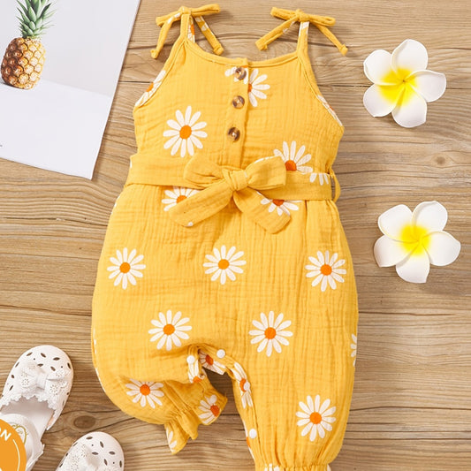 Baby Girls Floral Romper Thin Strap Casual Outfit