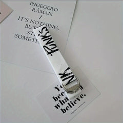 Men's Letter Canvas Double Ring Buckle Belt