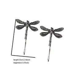 2pcs Vintage Silver Dragonfly Hairpins Bridal Hair Accessories