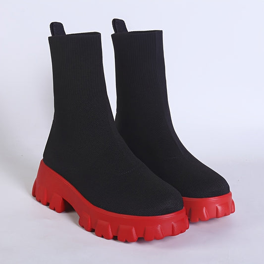 Minimalist Knit Slip On Boots