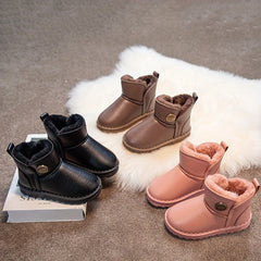 Girl's Warm Fleece Snow Boots Cozy Ankle Plush Hiking Shoes