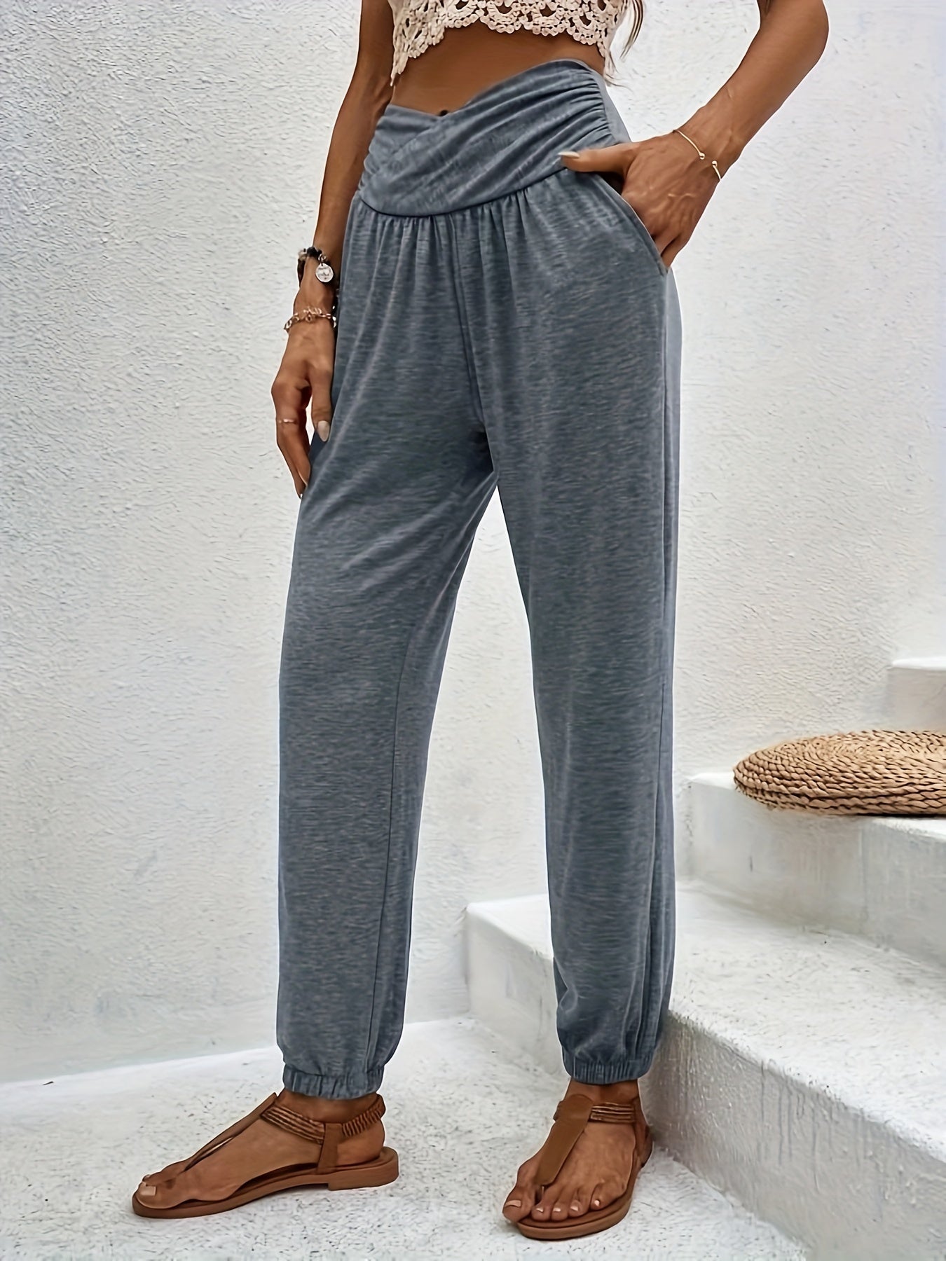 Women's Plus Tummy Control Jogger Trousers With Pockets